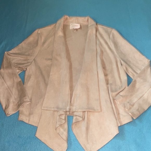 SKIES ARE BLUE suede faux cardigan blazer jacket waterfall open front size M - Picture 1 of 10